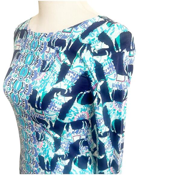 Lilly Pulitzer Beacon Alpaca My Bags Blue Mini Dress Size XXS Pima Cotton - Picture 4 of 10